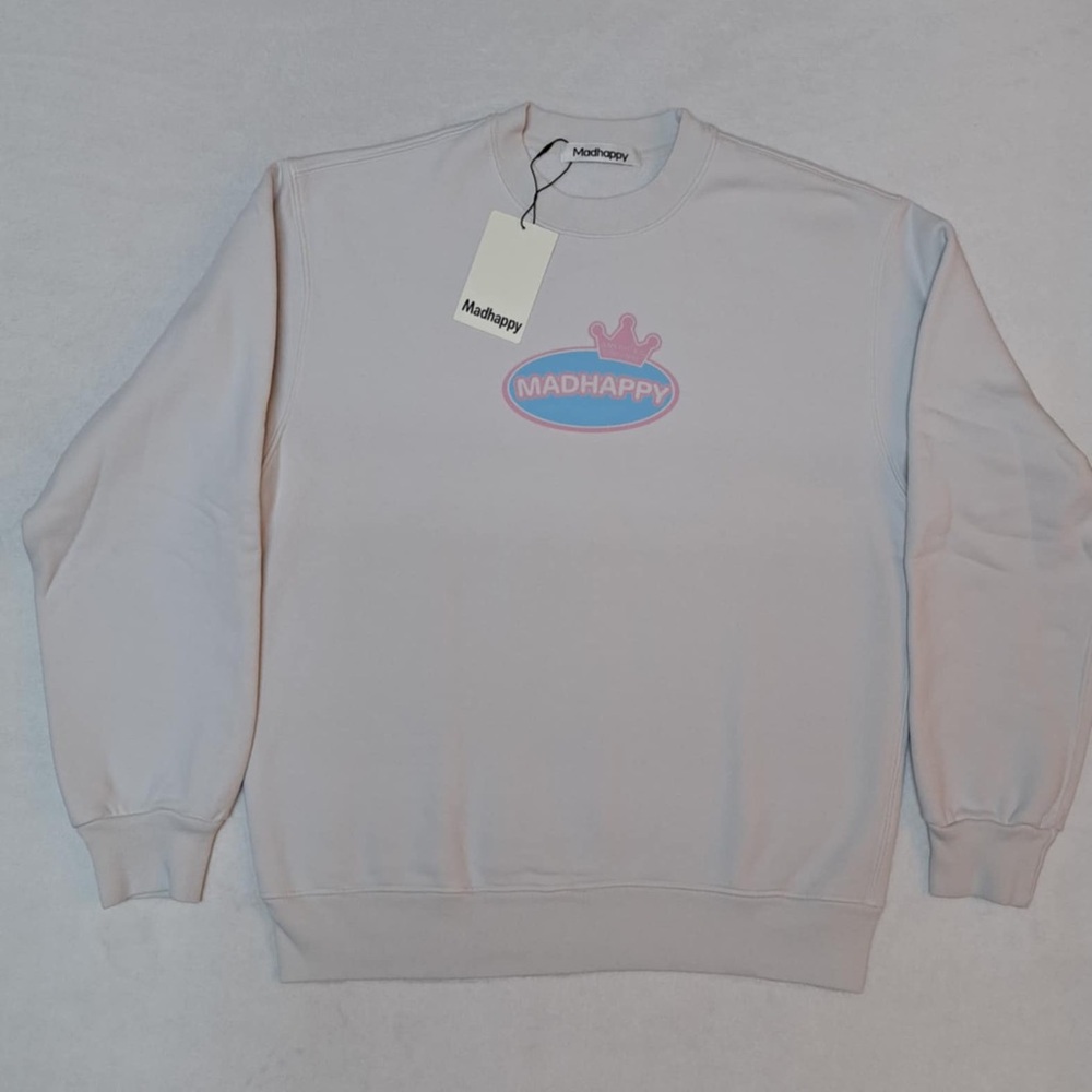 Madhappy Crown Fleece Graphic Crewneck Pullover Sweatshirt Medium - Nimbus Grey